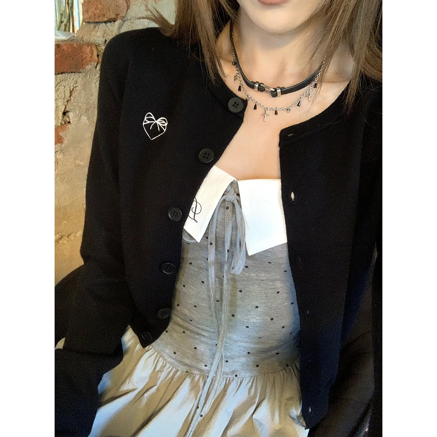 DREAM SEVEN77 收腰显瘦百搭纯色设计感短款春毛针织衫QB96594