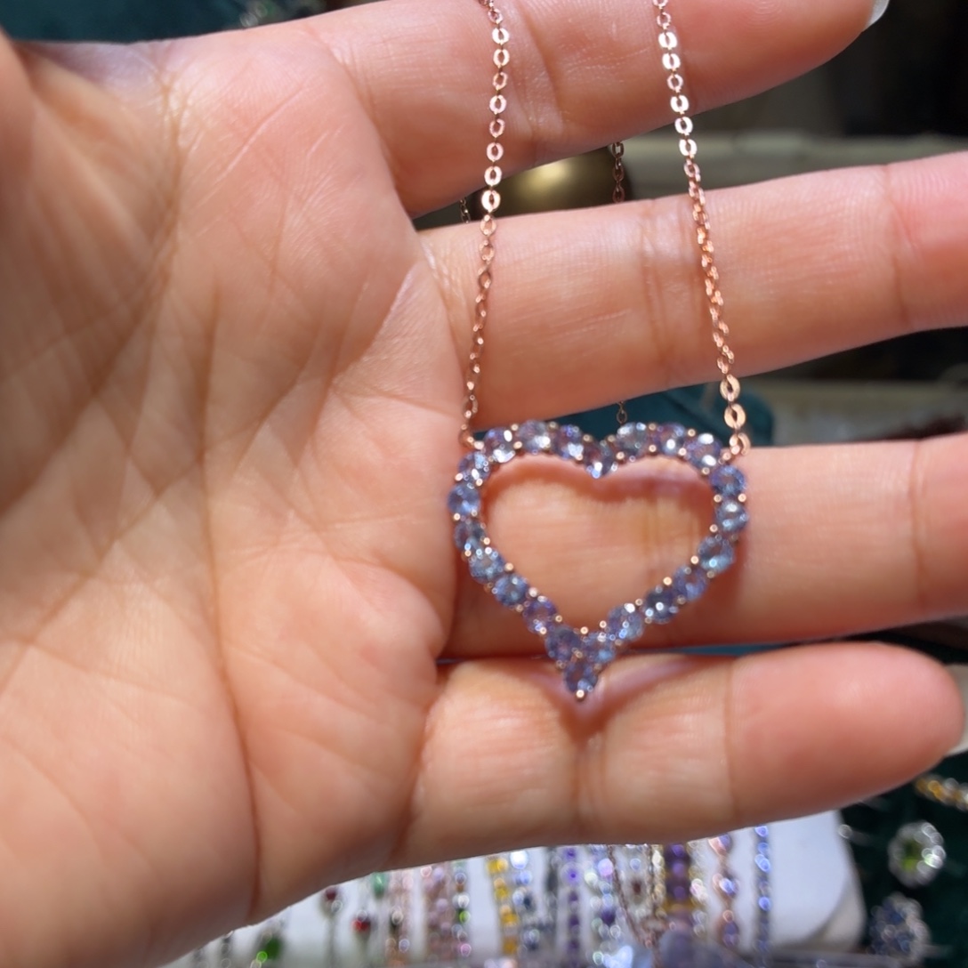 坦桑石颈饰银S925镶嵌