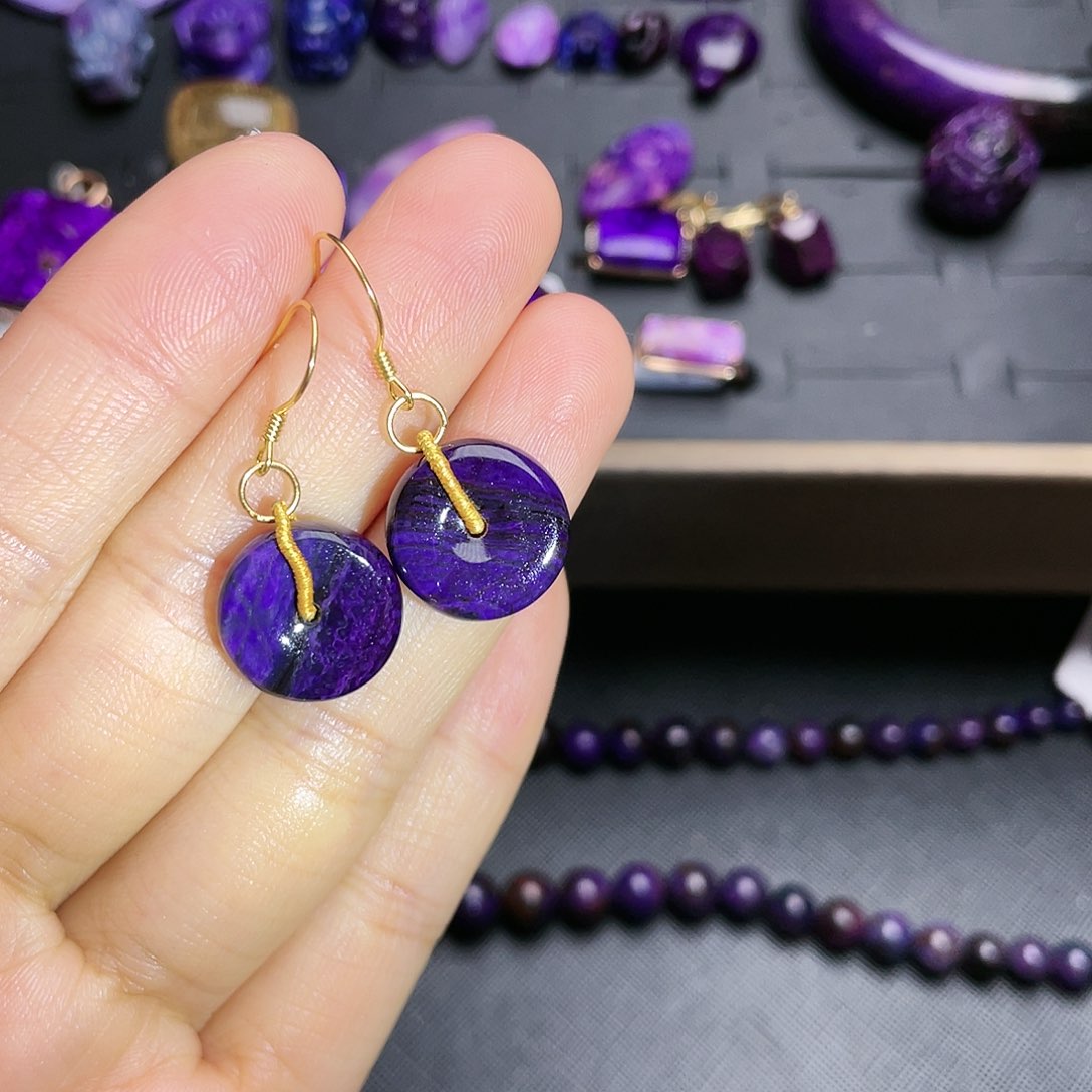 苏纪石（舒俱来）耳环银S925镶嵌