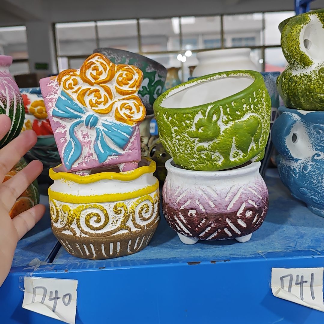 红陶吸水透气的白陶花盆凑满12发货