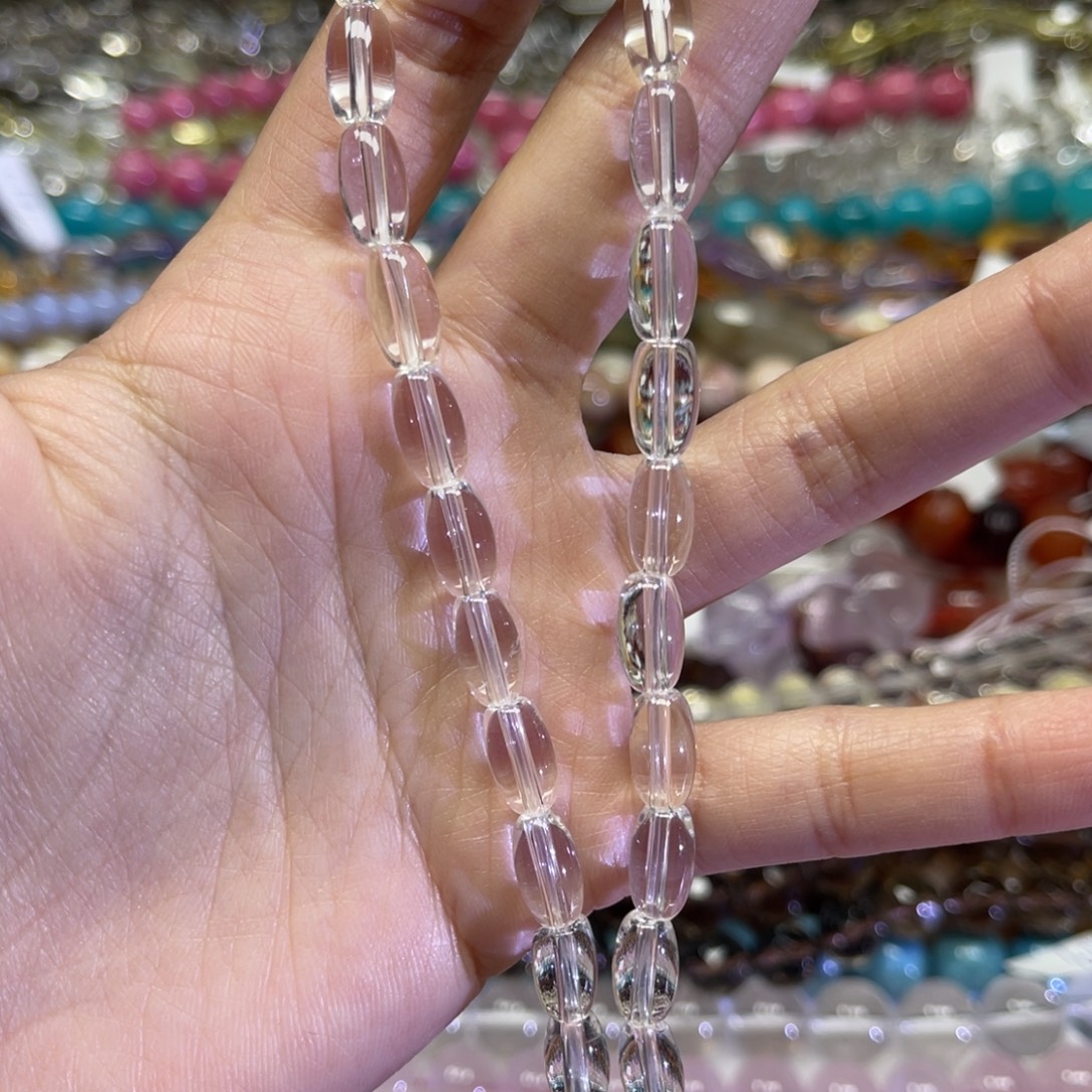 玛瑙/玉髓散珠天然白水晶卡6长条38厘米