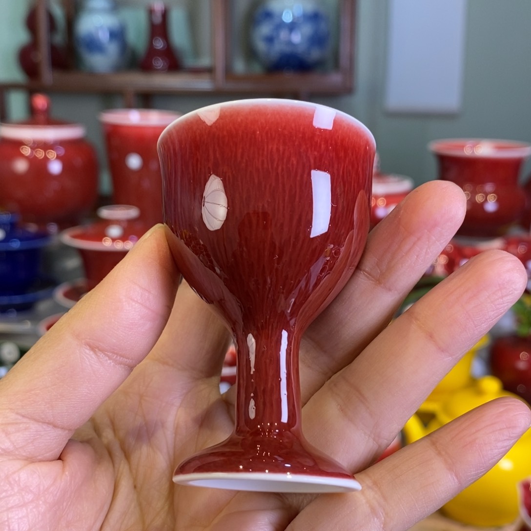 清欢雅玩原矿郎红小酒杯