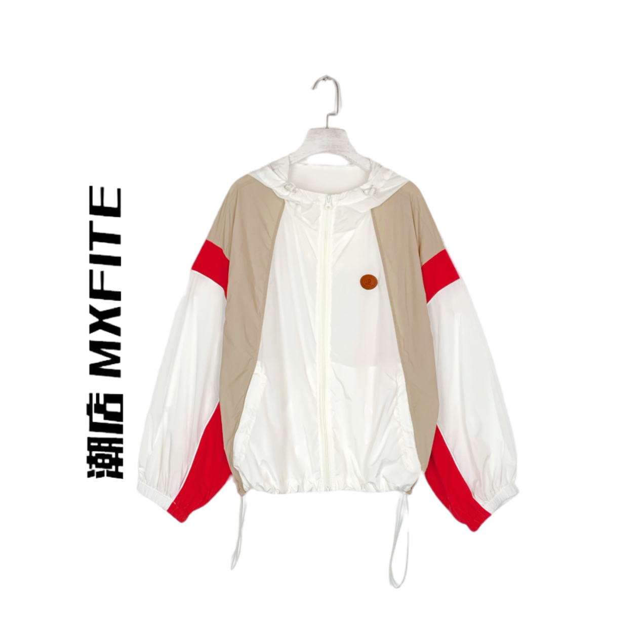 MXFITE潮店夏季新款拼接撞色连帽拉链防晒外套（P89319）