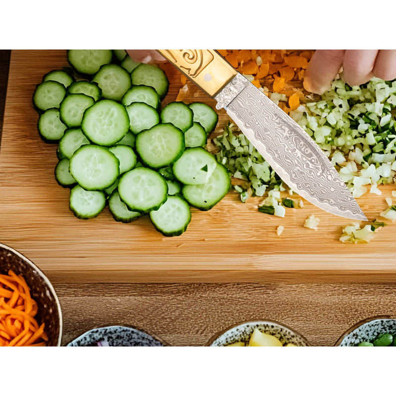 大马士革铜月藏锋铜捷折刀轻铜快开铜韧随行外带质感拉满折叠小刀