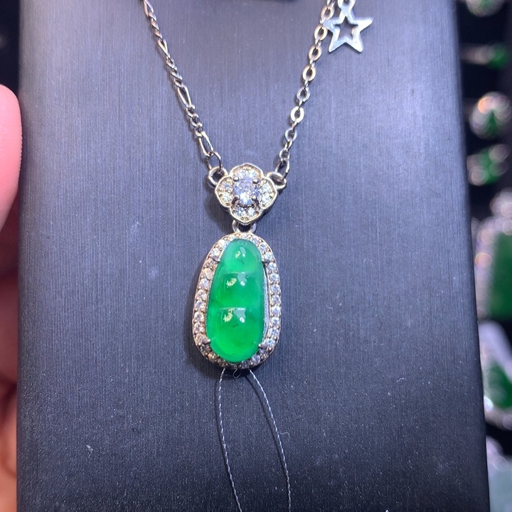 【闪购商品】翡翠银S925镶嵌颈饰天然翡翠