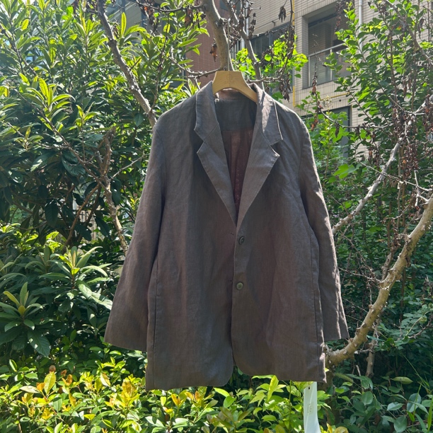 复古中白长宽外套西服宽松加厚亚麻西装领女上衣休闲宽松西装外套