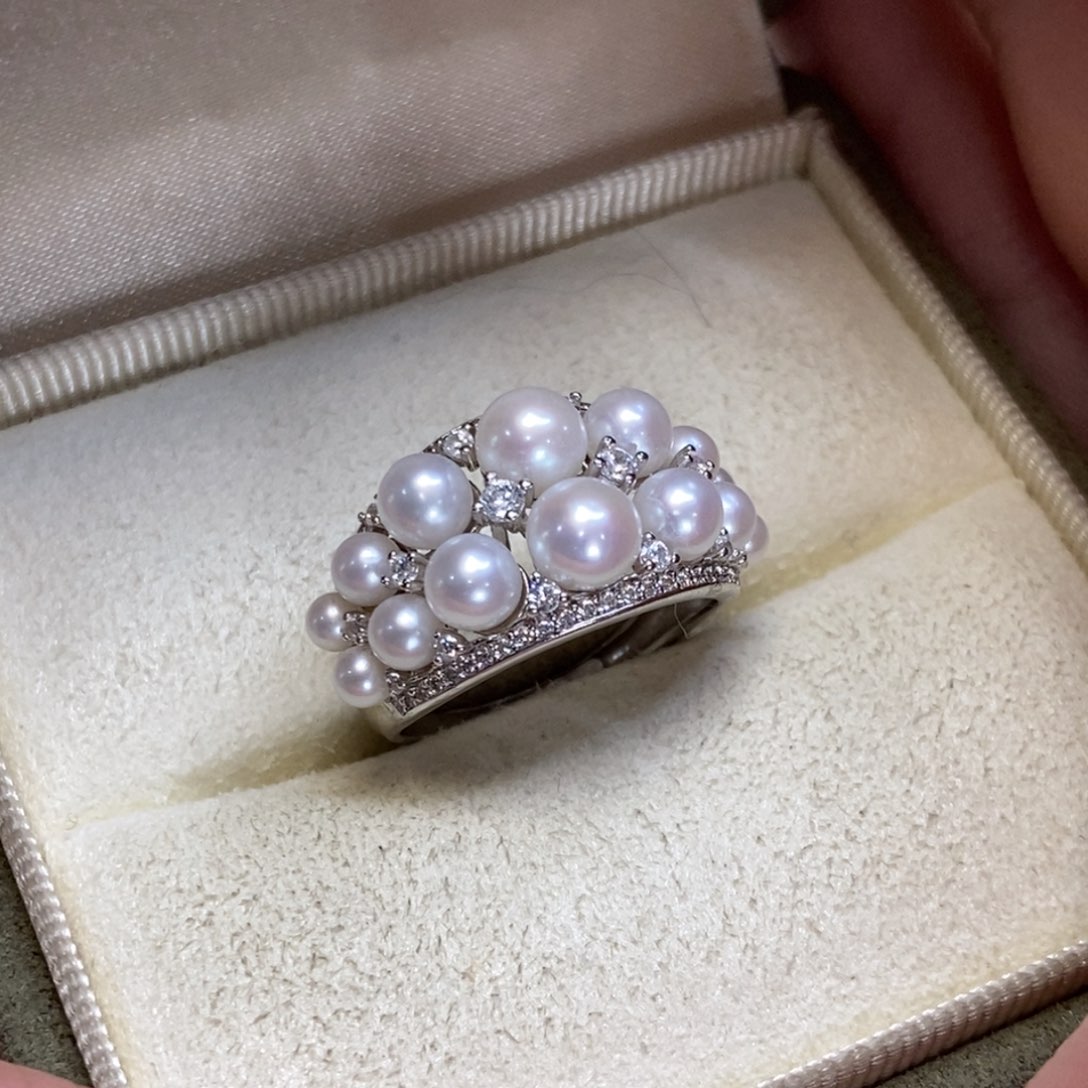 淡水珍珠戒指银S925镶嵌