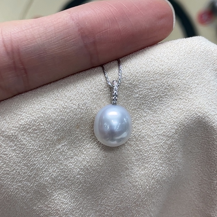 海水珍珠银S925镶嵌颈饰澳白 9-10mm 104号