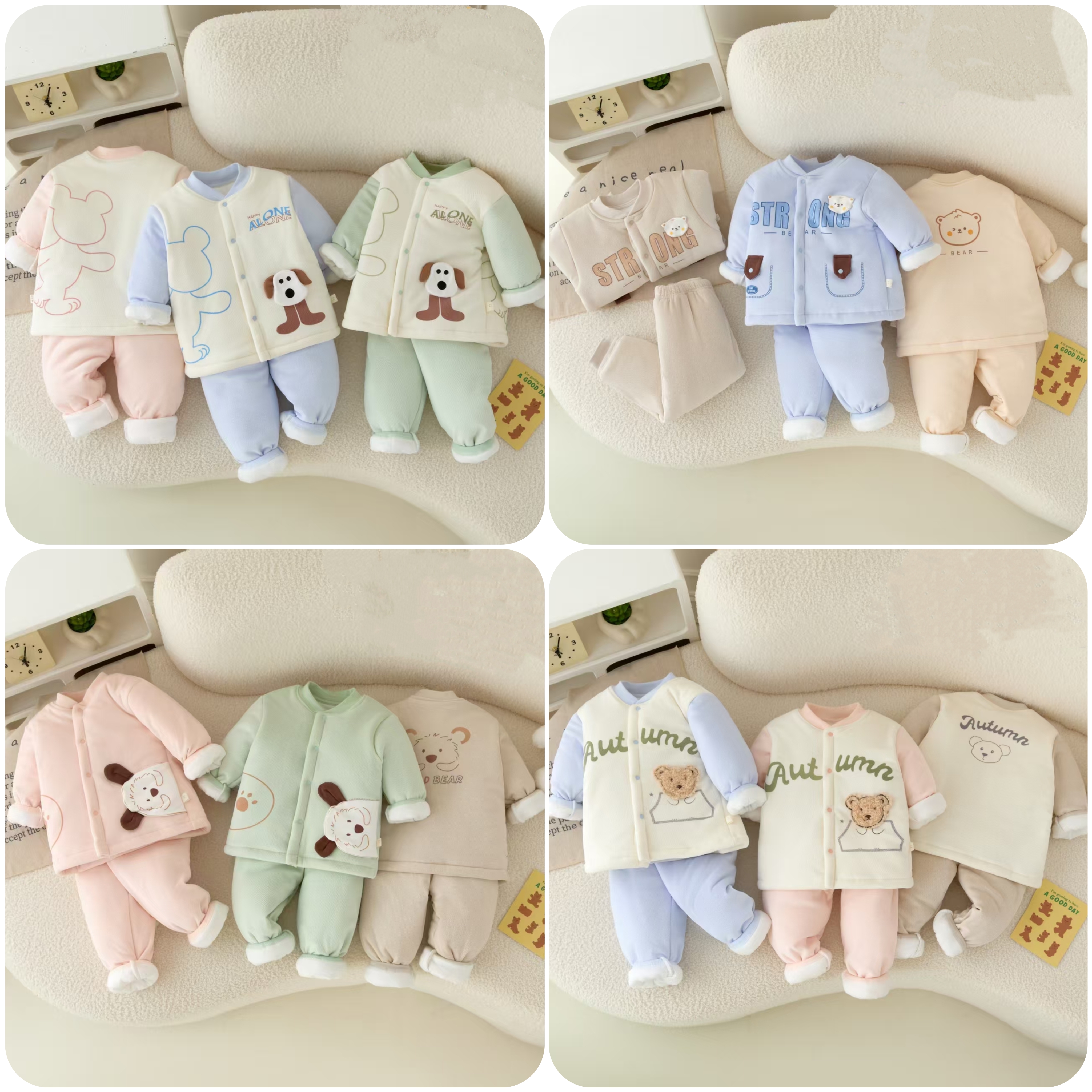 【到手两套】婴幼冬A类加厚分体绒面加厚棉服套装