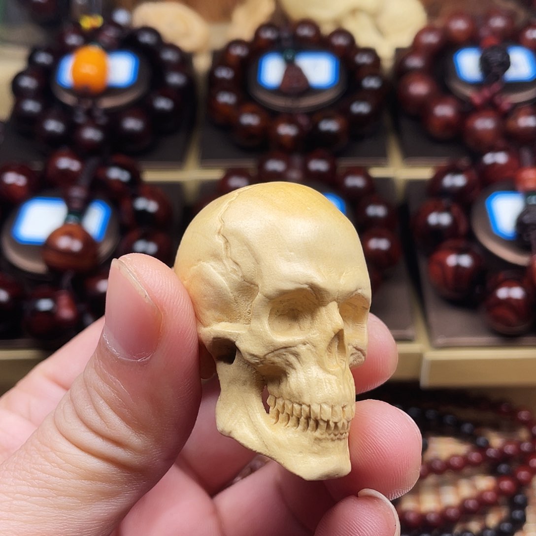 黄杨木5厘米骷髅头