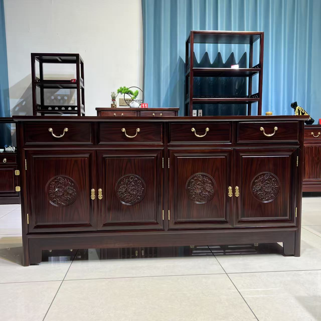 光子红木 南美黑酸枝木餐边柜 收纳柜 尺寸158*40*80