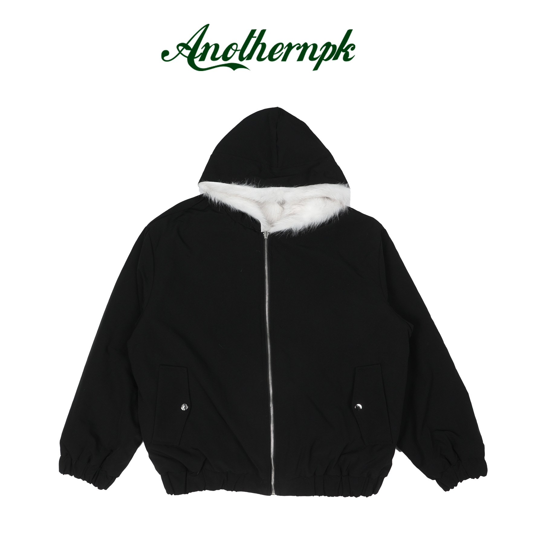 连帽拼接宽松型耐磨保暖棉衣棉服运动黑色短款