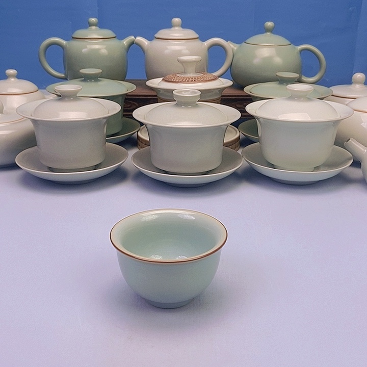 碗天青压手杯原矿原釉原产地