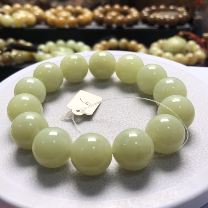 和田玉手串未镶嵌卡16