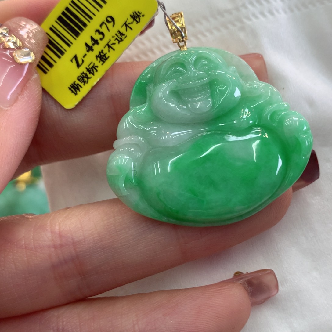 翡翠吊坠(不含链)18K金镶嵌