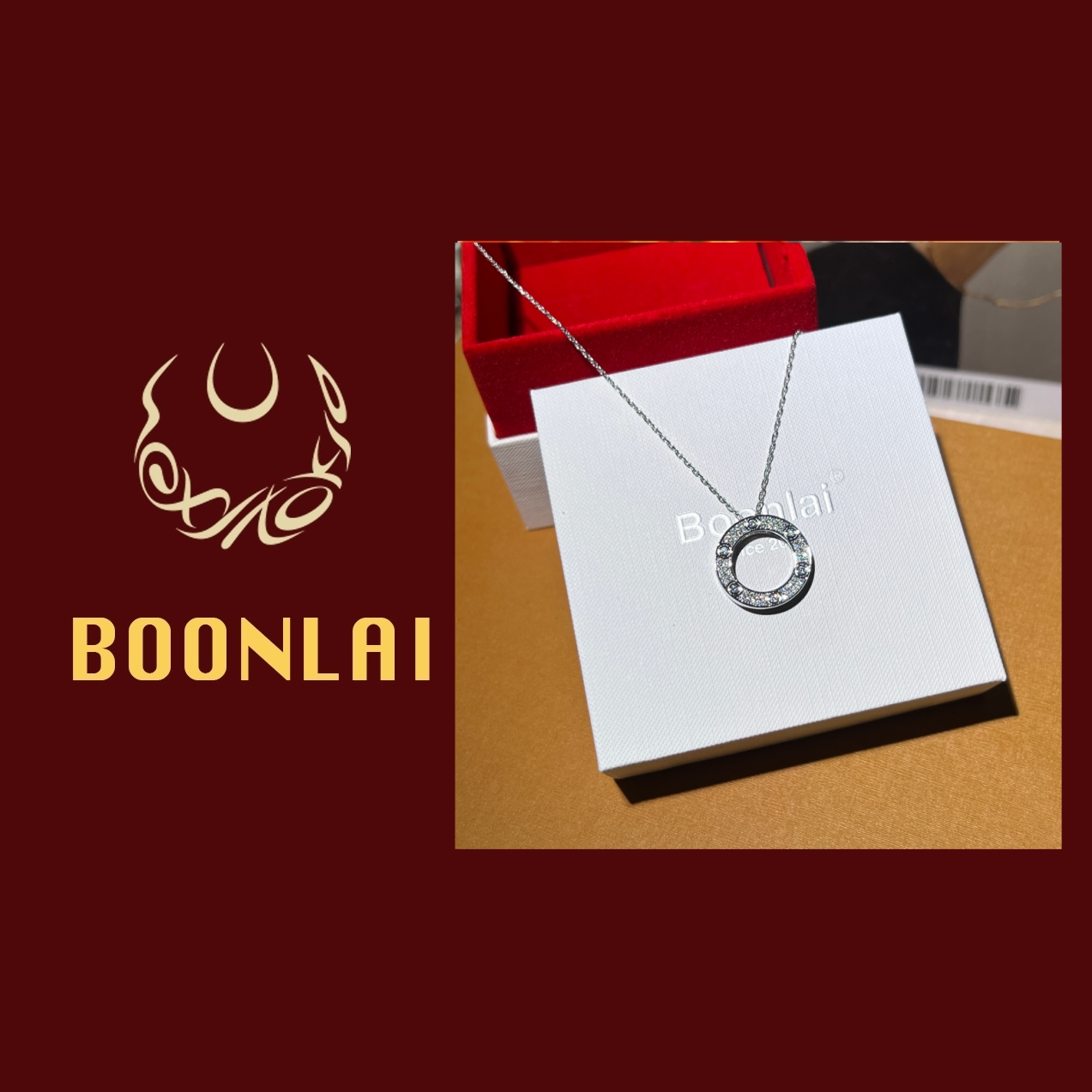 铜合金项链 Boonlai 锆石拼接圆环项链4154