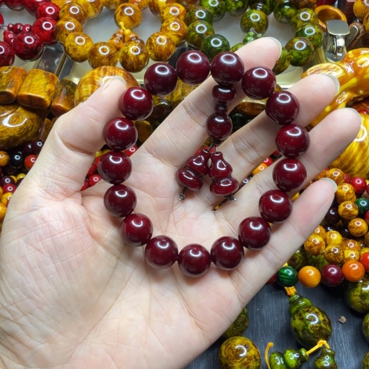 松木琥珀木文玩手串