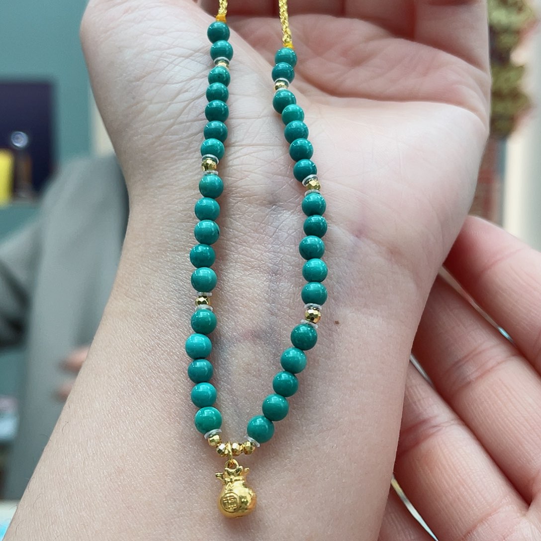 绿松石颈饰18K金镶嵌