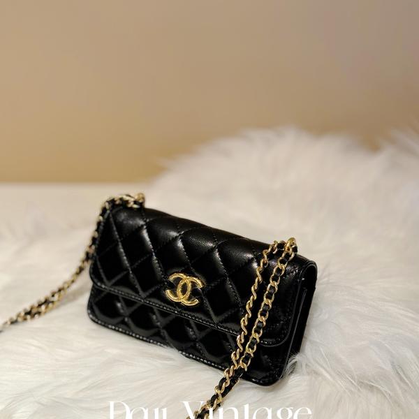 大吉中古/Chanel 香奈儿23C黑金mini woc斜挎包