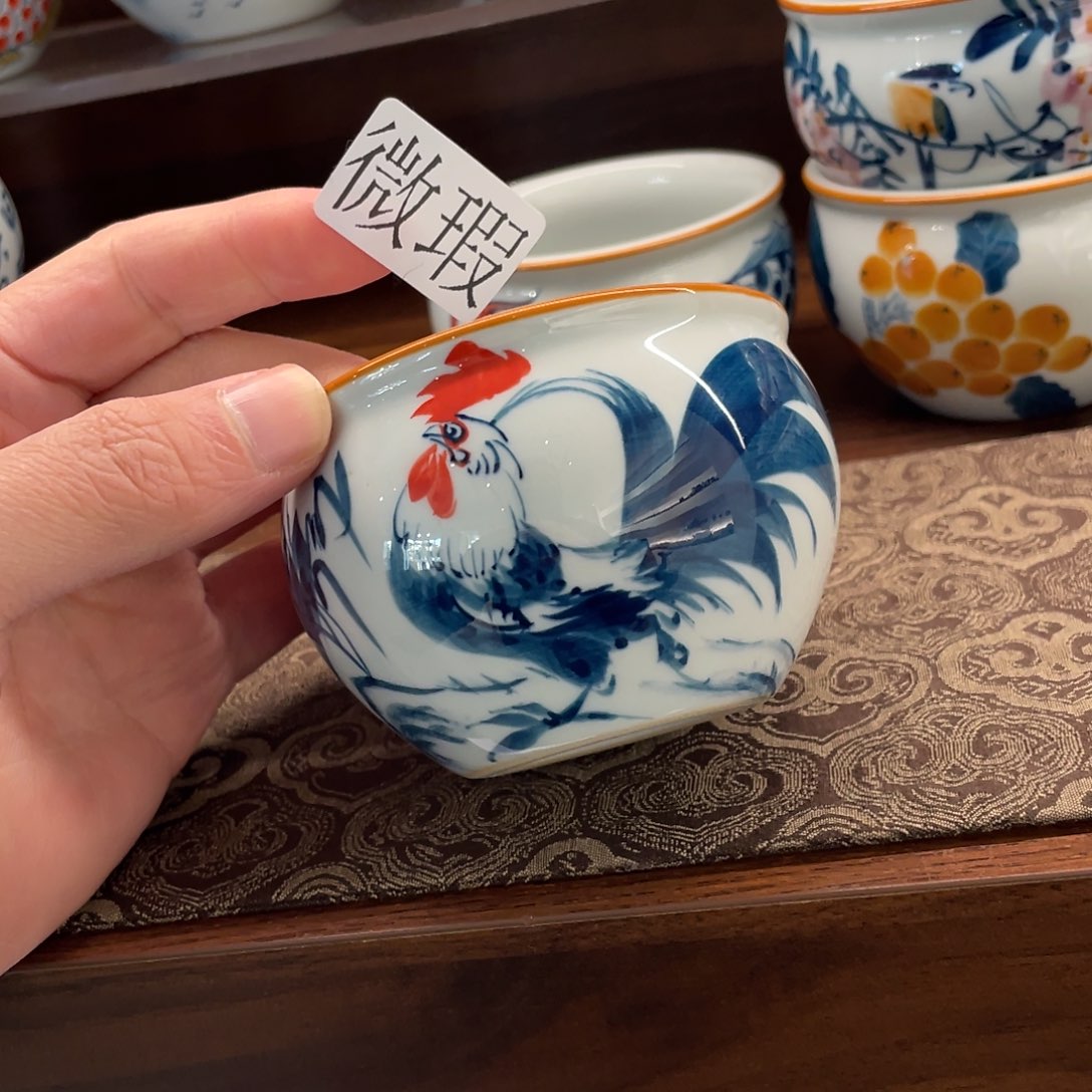釉下手绘茶具微瑕