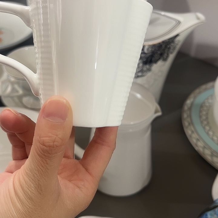 瓷片微瑕骨瓷杯四叶草两只装