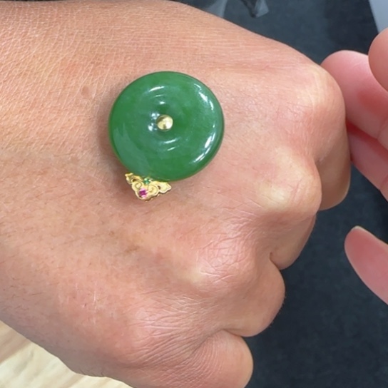 和田玉颈饰18K金镶嵌加扣2.6