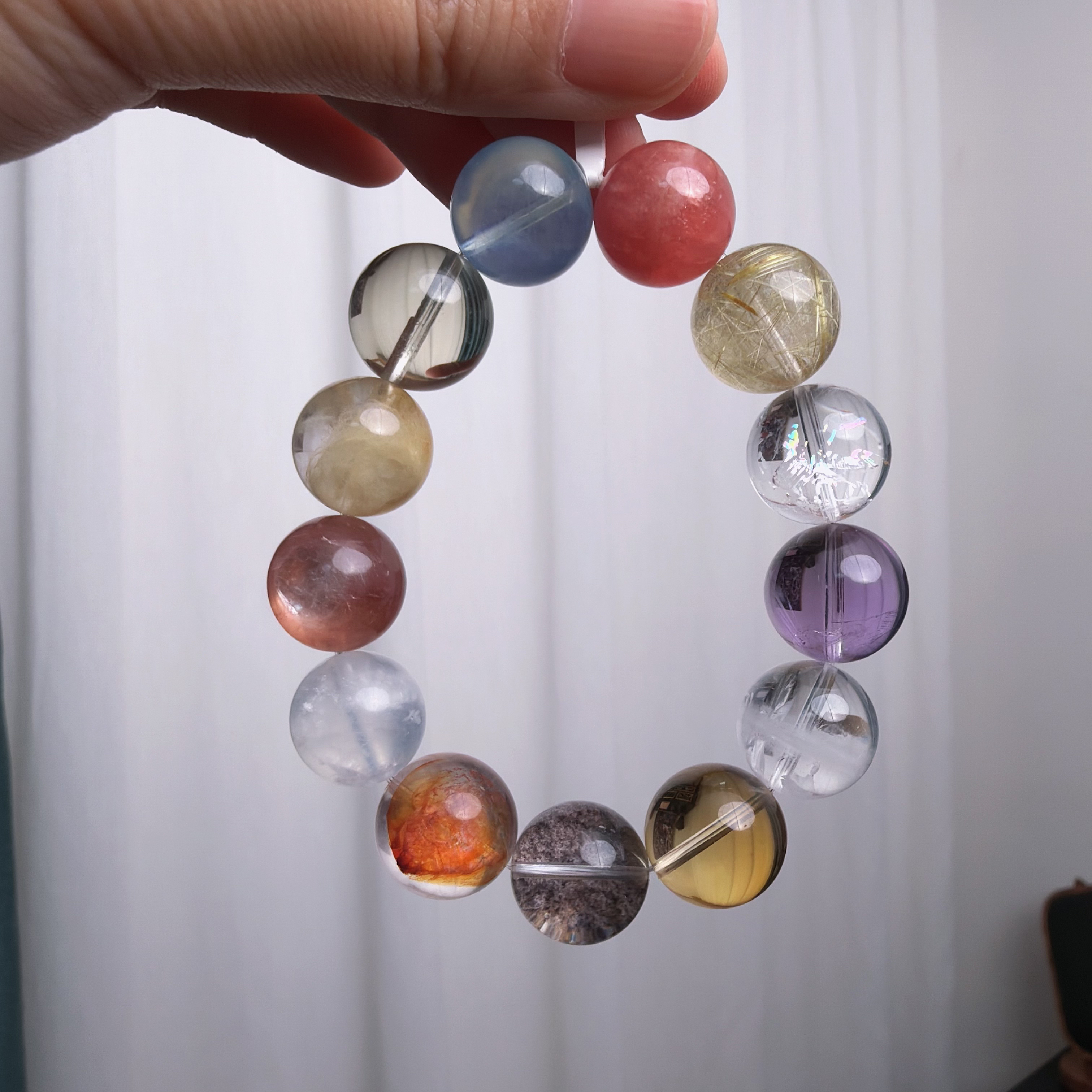 多宝手串发晶紫水晶黄水晶胶花幽灵孤品