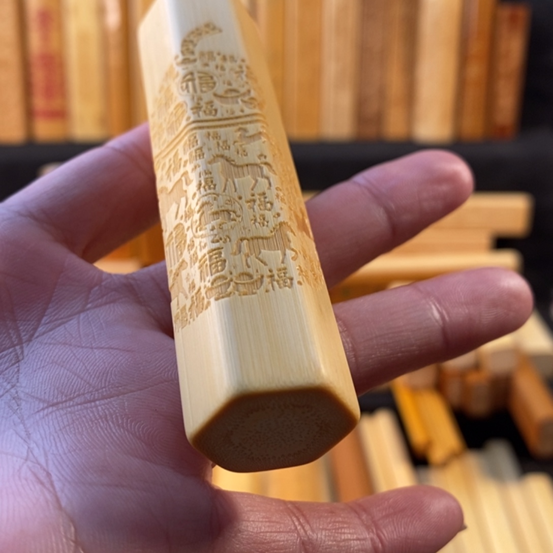 竹福马葫芦手把件