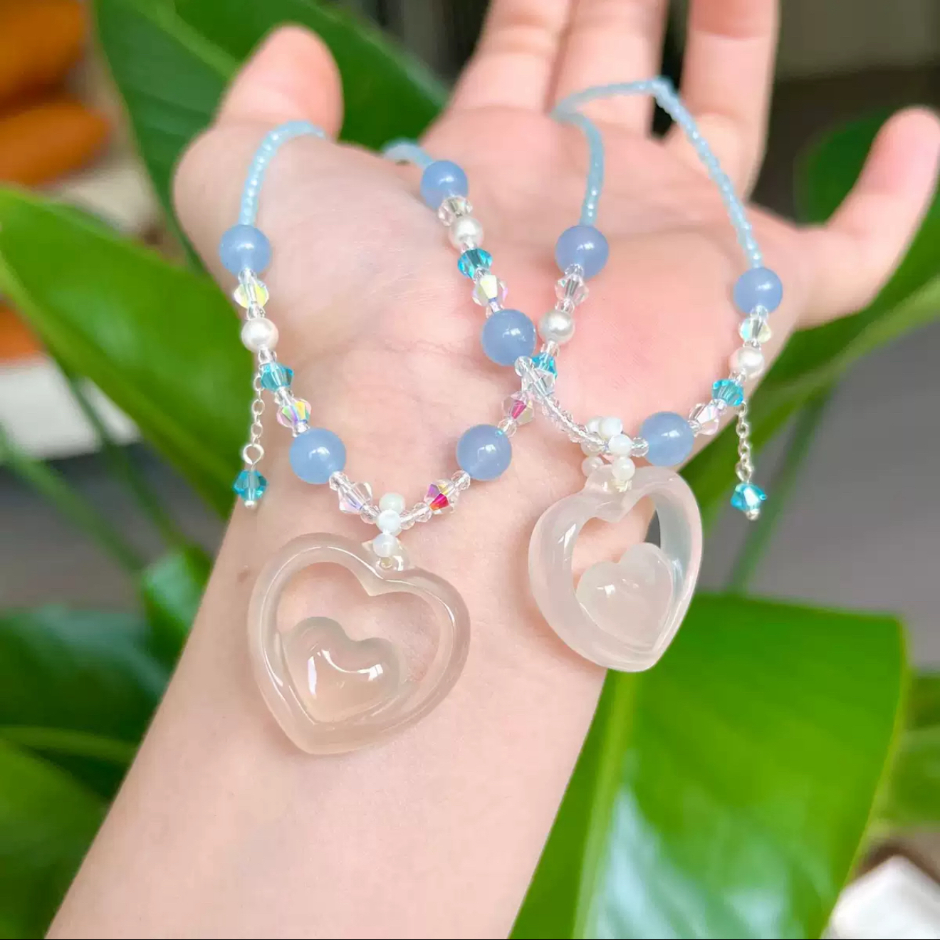 2025新款玉髓心心相印独特造型冰透玉石女款