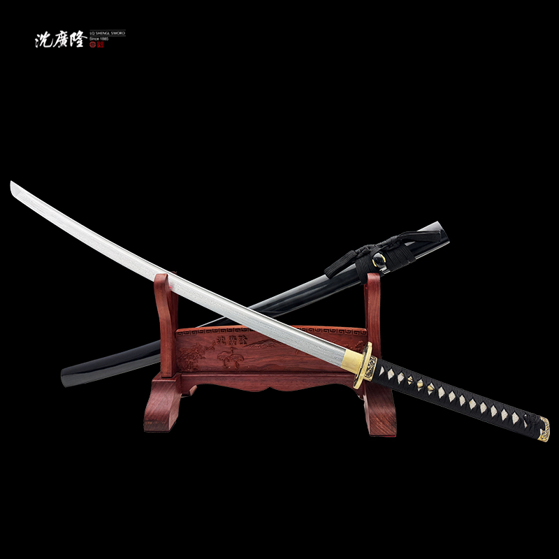 龙泉沈广隆-幽魂打刀 漆木 黄铜 花纹钢 宝剑 未开刃