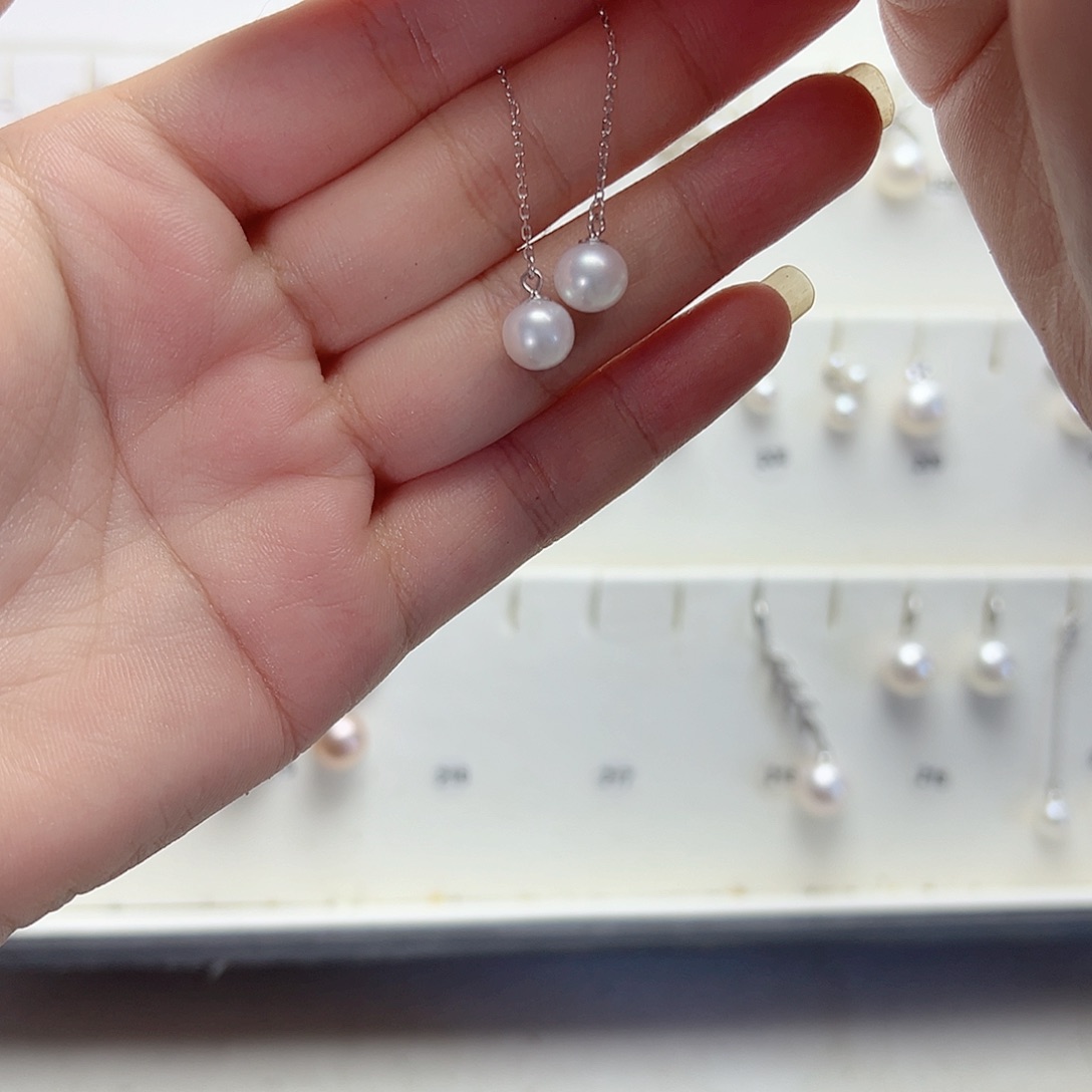 银S925镶嵌耳饰淡水珍珠