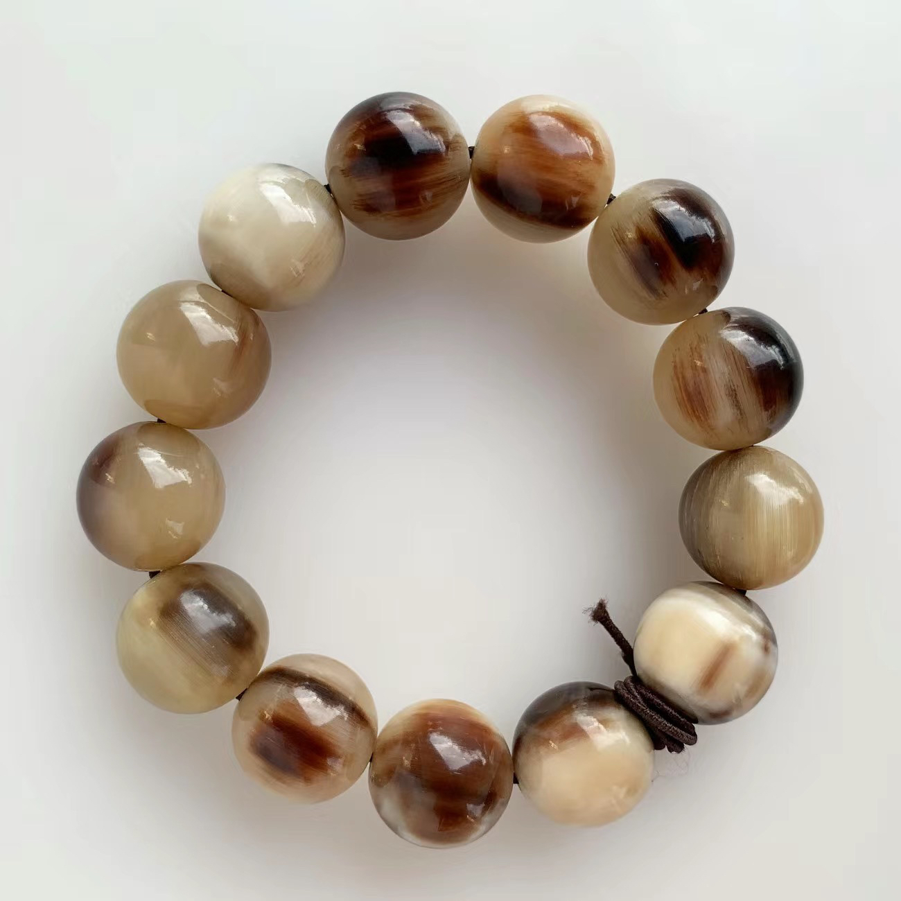 牛角手串1.0直径圆珠子手串牦牛角