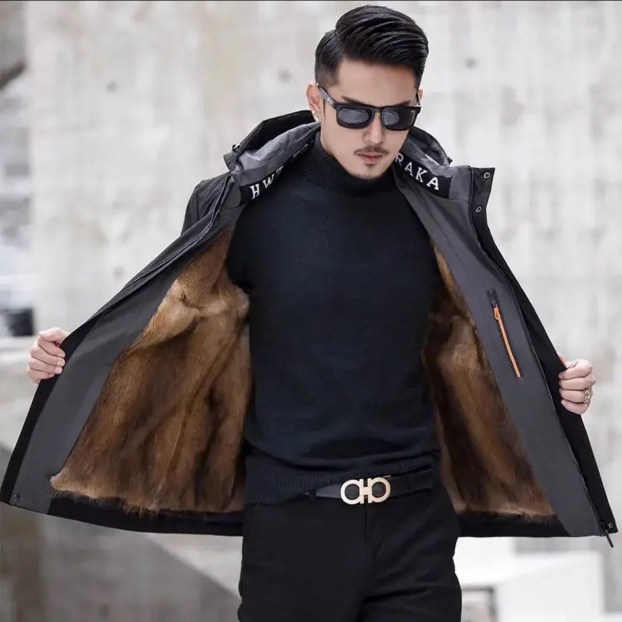  男士 整皮内胆，活帽+毛袖）派克服（送护毛衬）