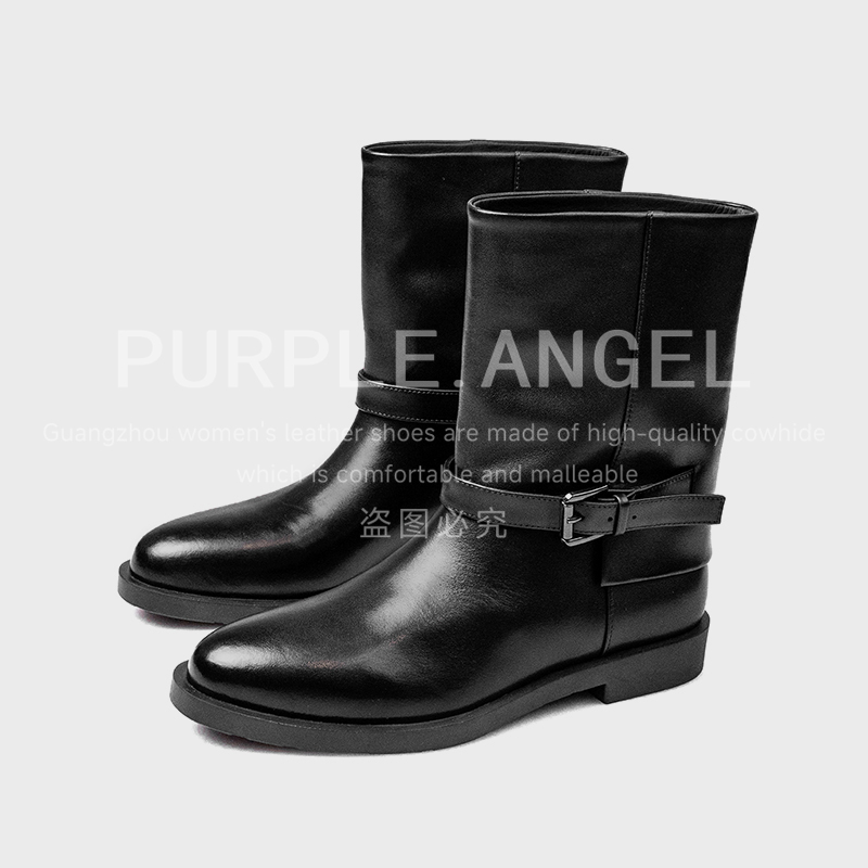 Purple Angel轻奢2CM/2025秋冬新款法式低跟时装靴气质短靴29075