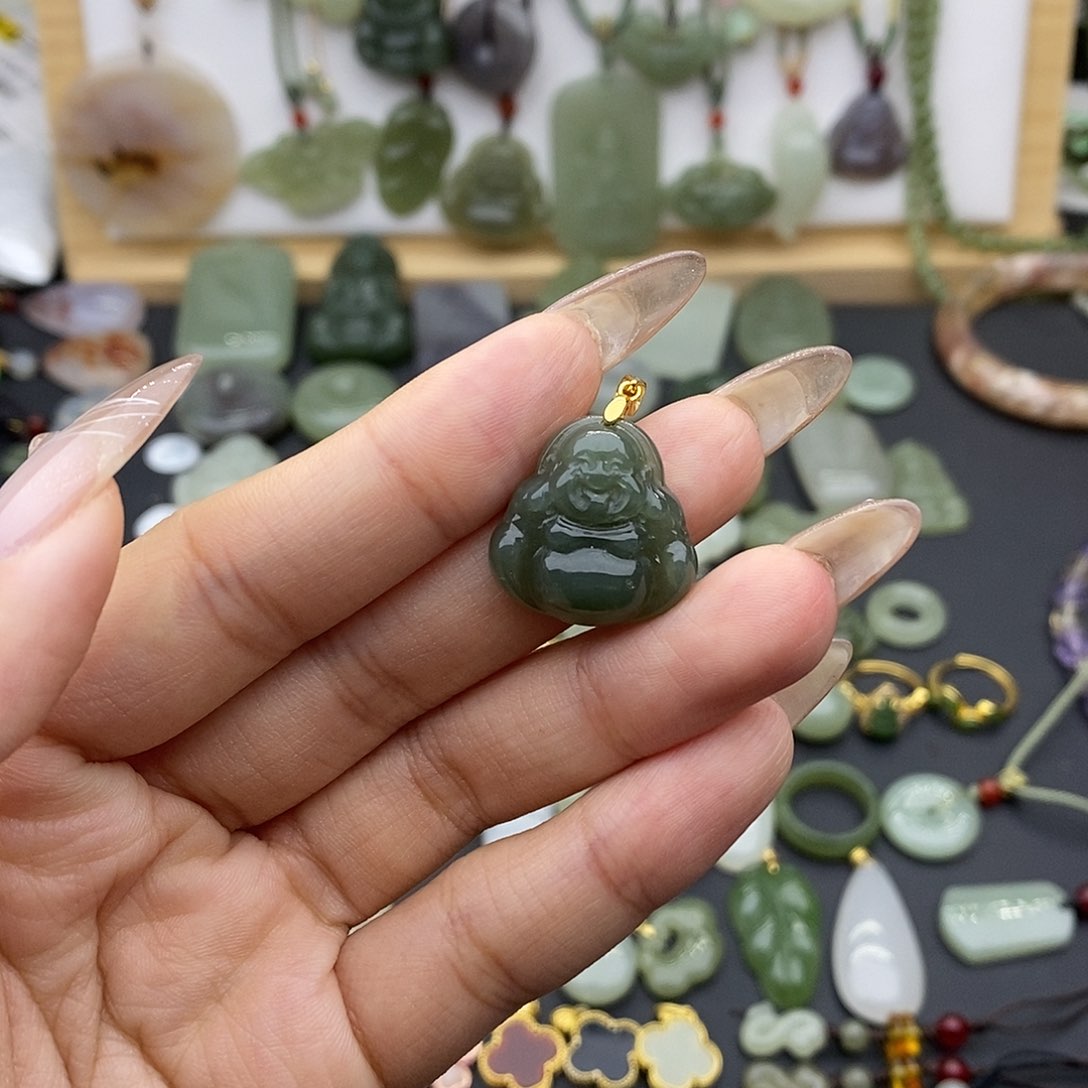 和田玉吊坠(不含链)银S925镶嵌