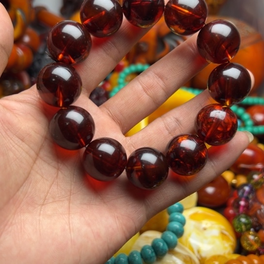 琥珀（花珀）手串未镶嵌蜜蜡