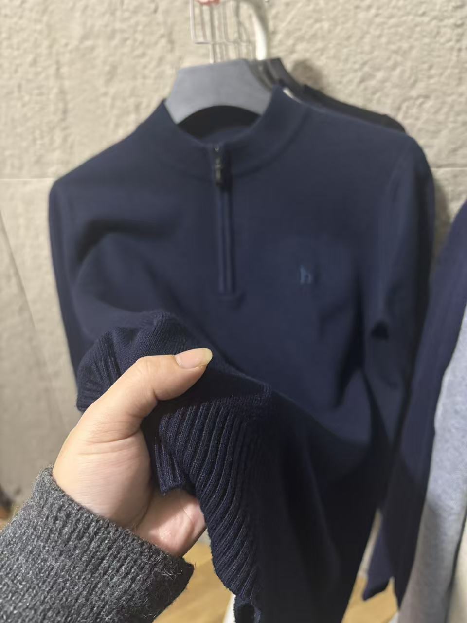 【100纯羊毛】470g秋冬厚款男士半拉链毛衣