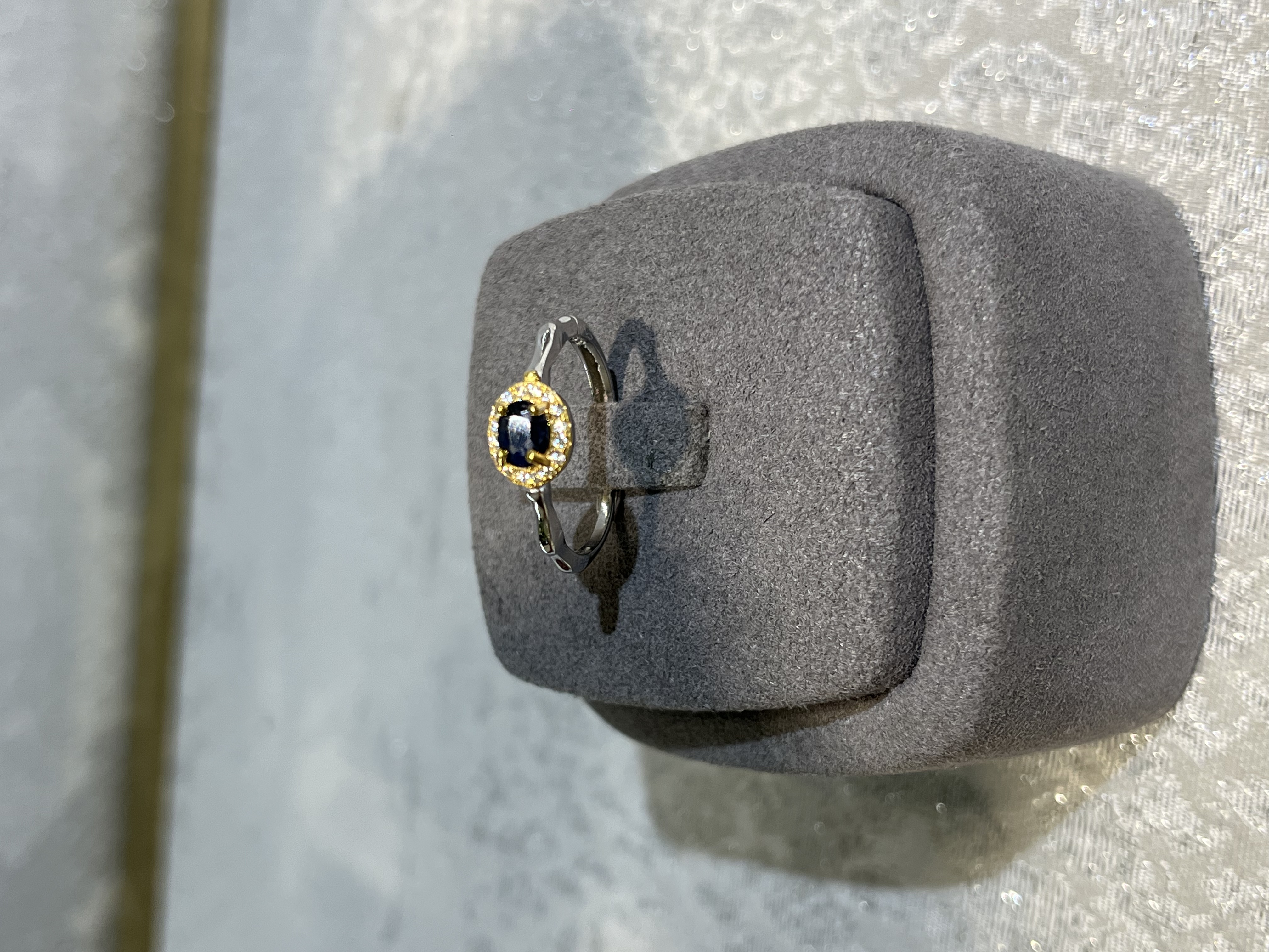 【925】s925银镶嵌 竹节款蓝宝戒指 多样发一