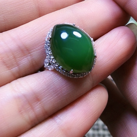 和田玉银S925镶嵌戒指