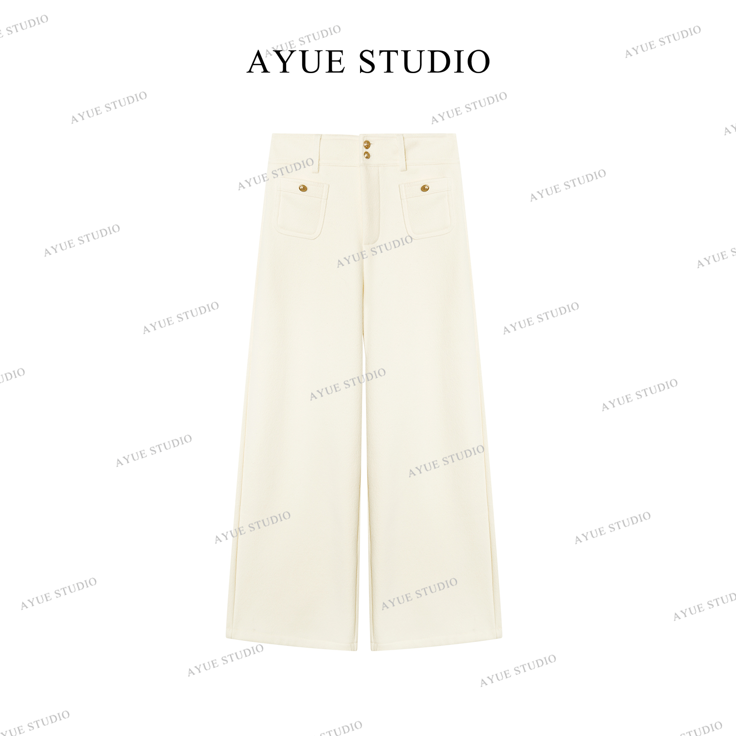 AYUE「月白」羊毛桑蚕丝混纺西裤2178