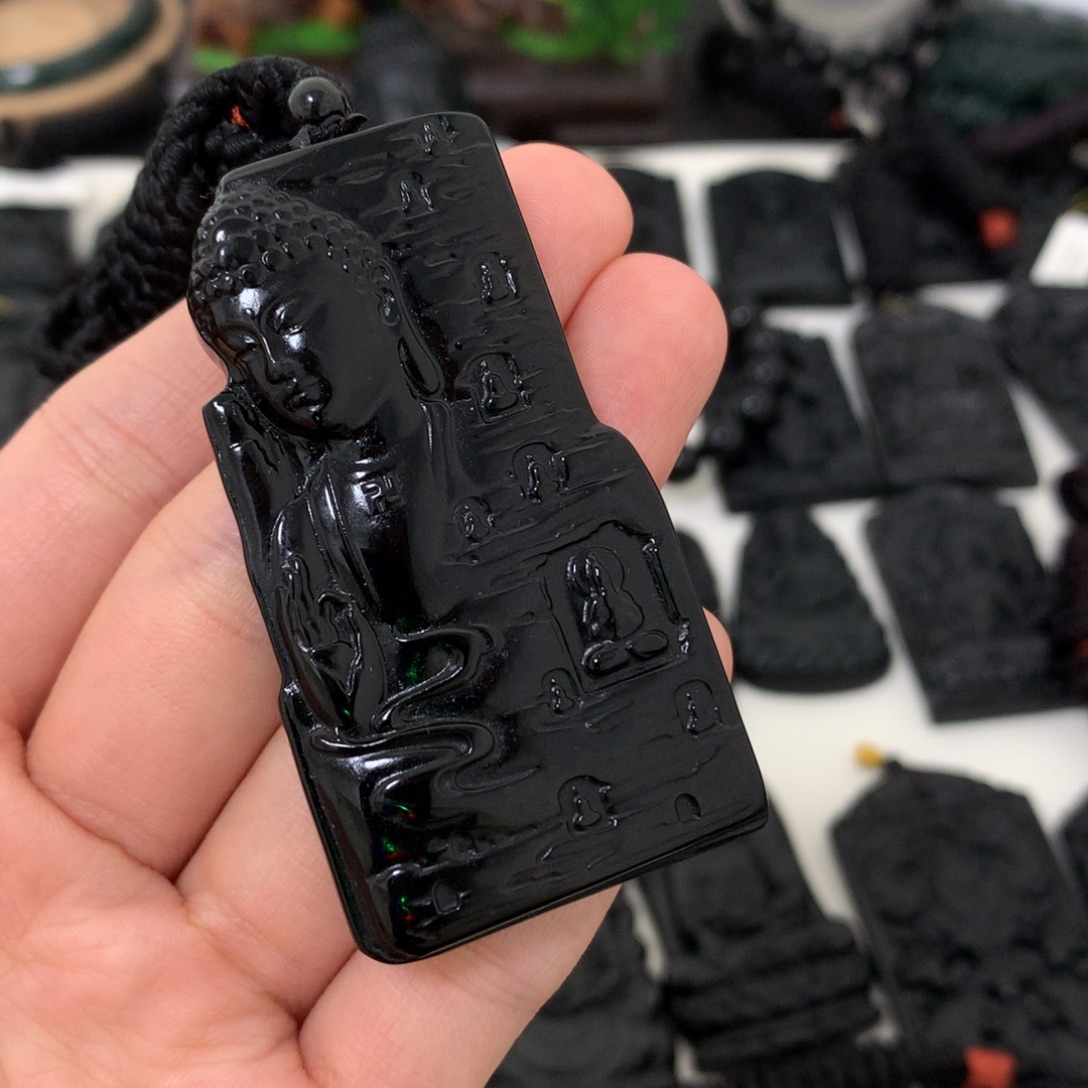 翡翠未镶嵌颈饰天然a货钢琴黑挂件