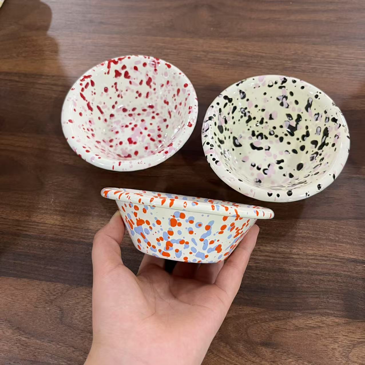 【拍一发二】 泼墨蘸料碟  搪瓷珐琅蛋糕模具 