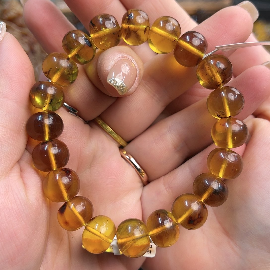 琥珀手链未镶嵌抚顺琥珀金珀手串12+