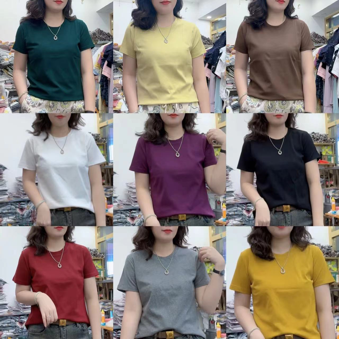 （芬芬家）新款时尚休闲百搭纯色短袖T恤88805