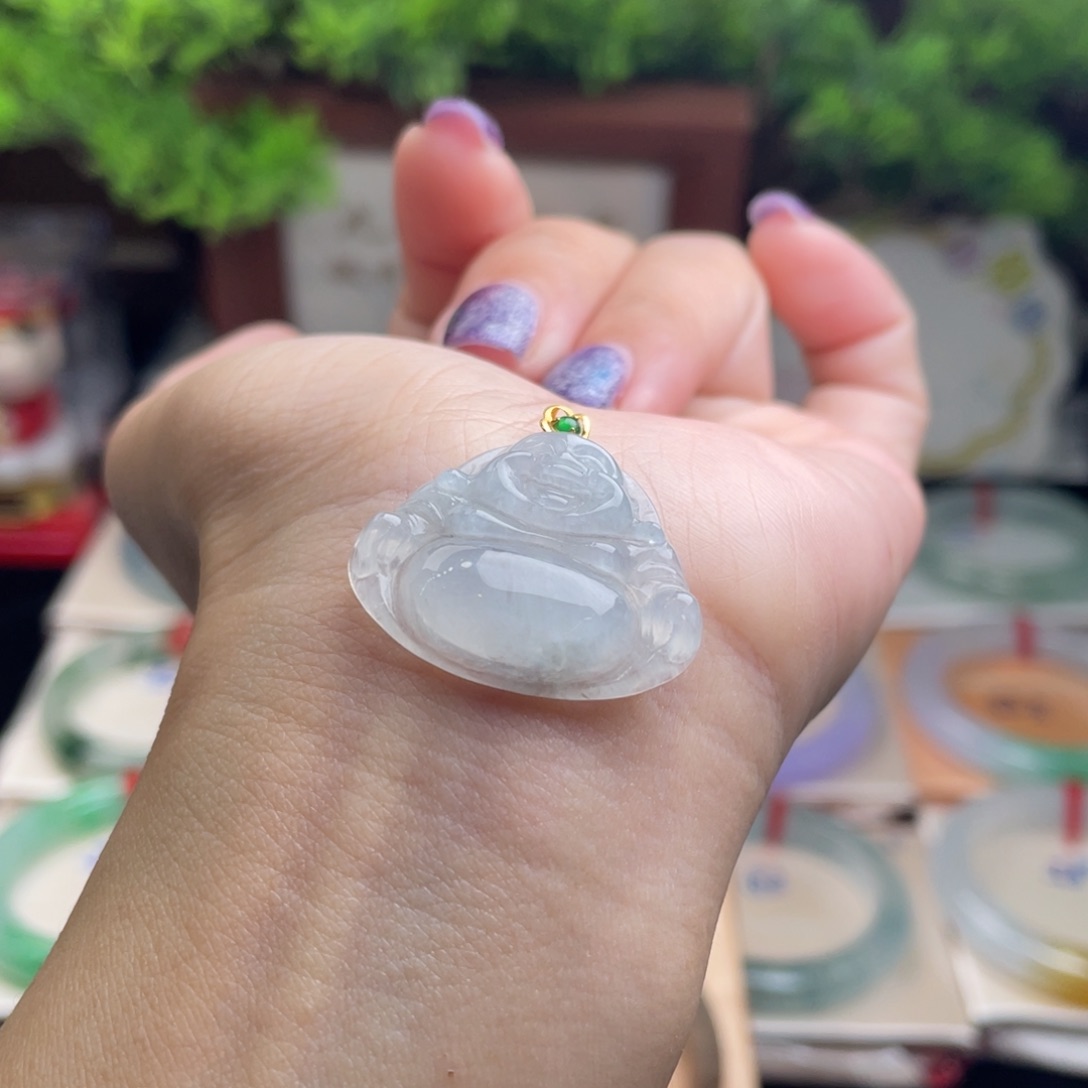 翡翠18K金镶嵌颈饰2号 佛公镶嵌