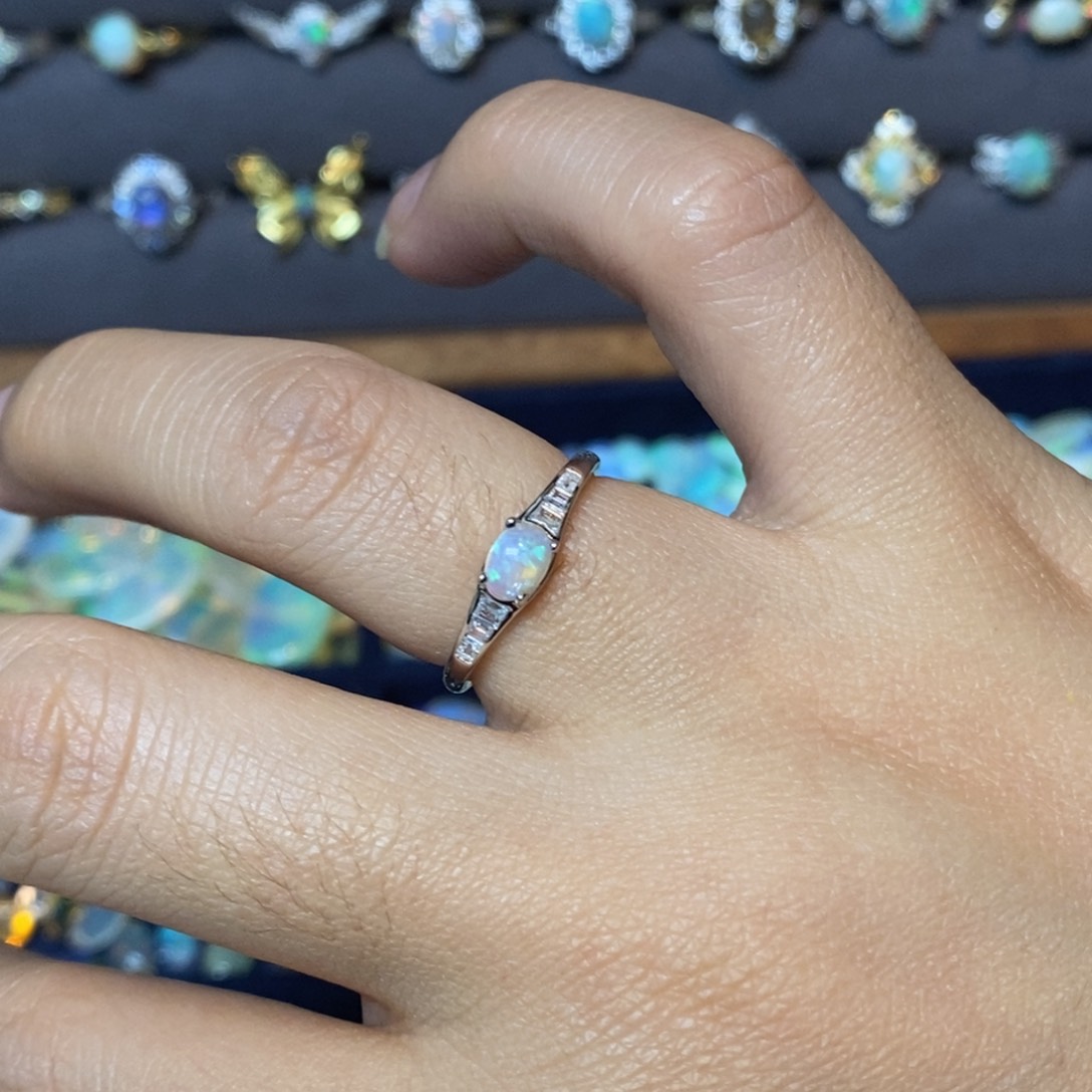 欧泊珠宝奇石银S925镶嵌戒指