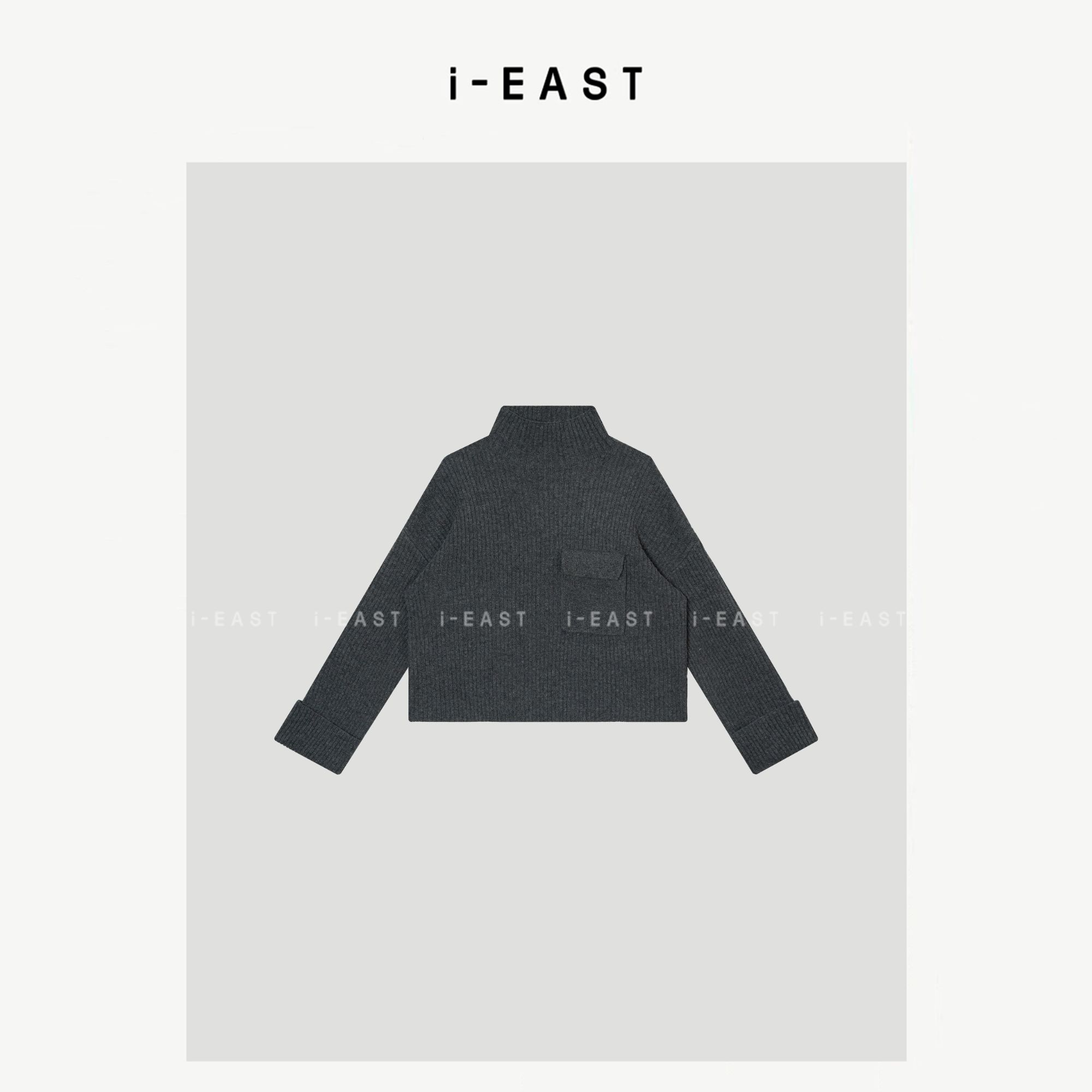 i-EAST 保暖公式~秋冬竖条纹极简高领毛衣上衣-5D SY9678