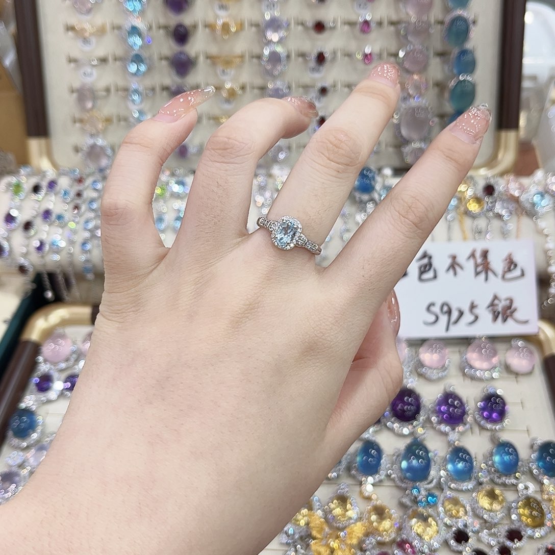 戒指烟晶银S925镶嵌