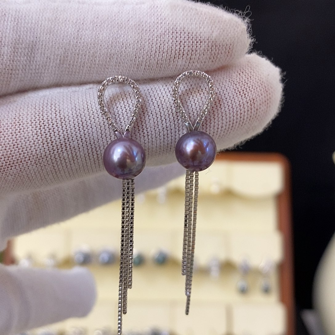 淡水珍珠耳饰银S925镶嵌