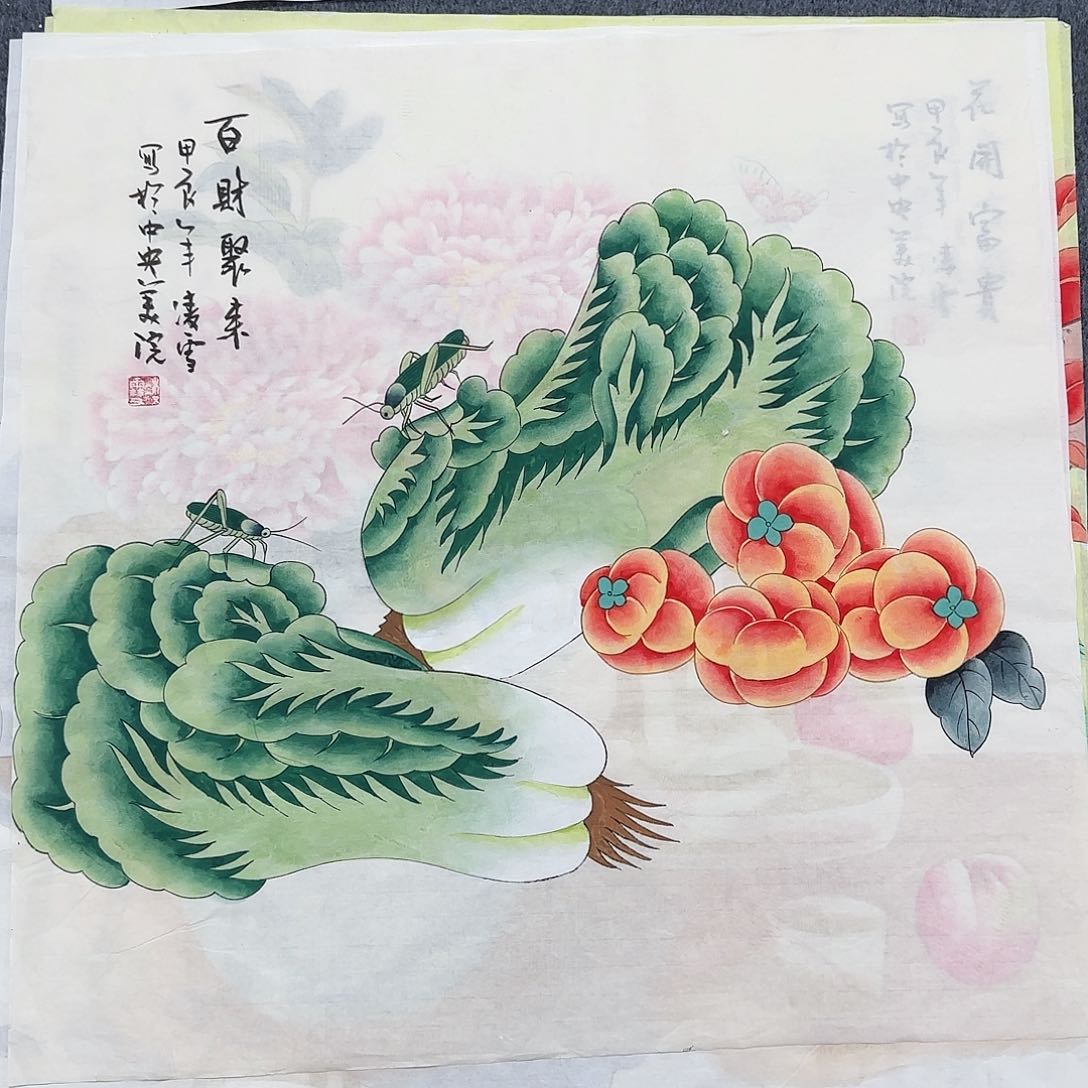 国画尺寸70X70手绘作品